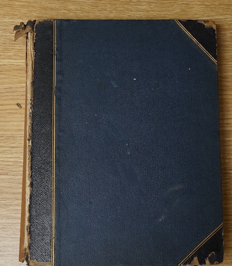 Auction History. A late Victorian album of mainly newspaper cuttings relating to auctions and the 'knock-out' dating from 1896 to 1905. 19.5cm x 25.5cm. Condition - album leather corners and spine torn.